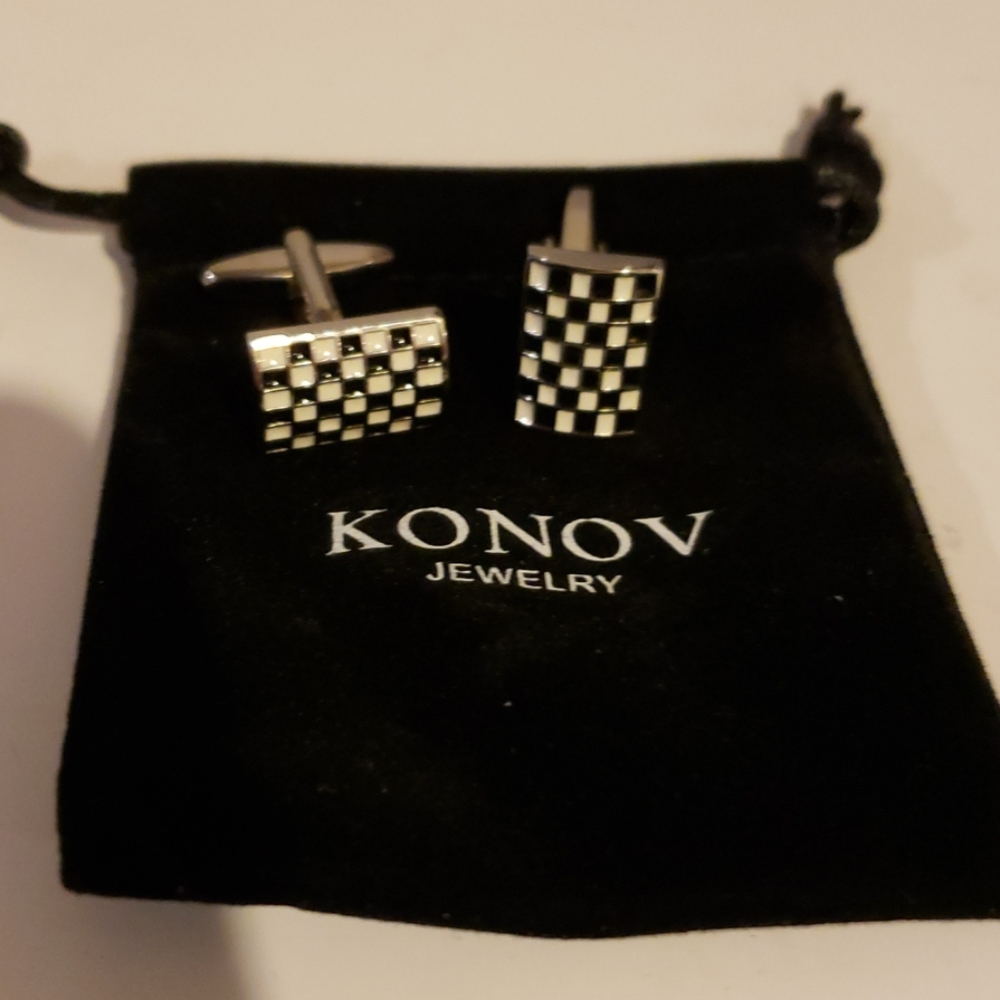 KONOV	Men's Rhodium Cufflinks